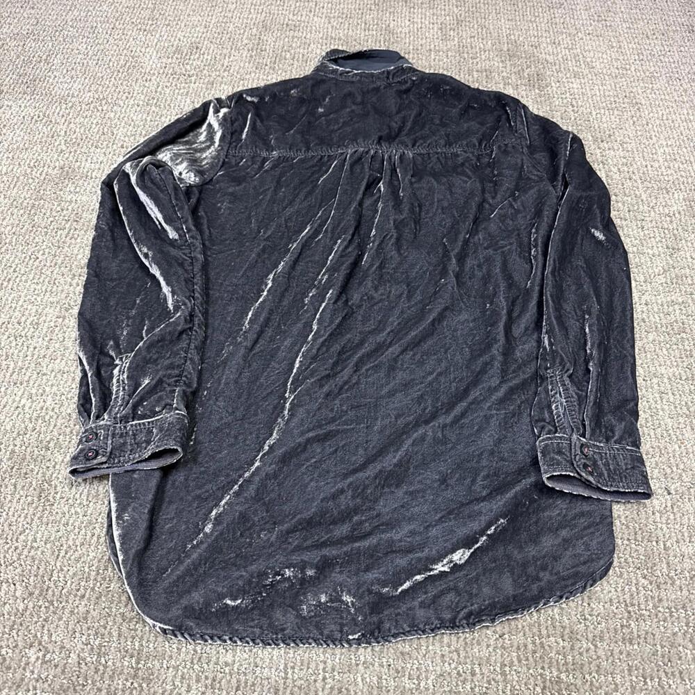 Pilcro Black Washed Velvet Button-Up Shirt - Picture 10 of 11